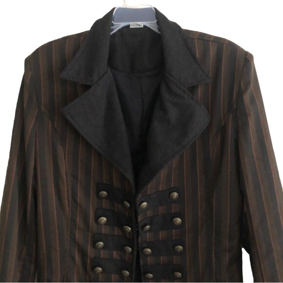 Spirit Halloween Steampunk Trench Coat Size M &Top Hat With Goggles Cosplay Goth - Picture 6 of 12